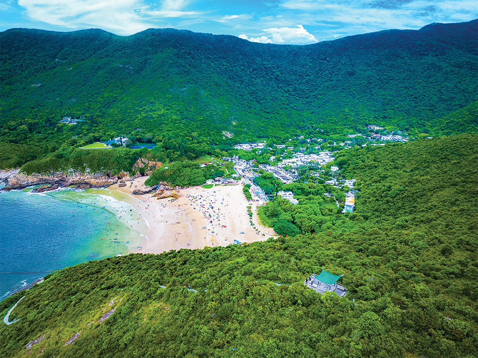 Side aerial view of Big Wave Bay